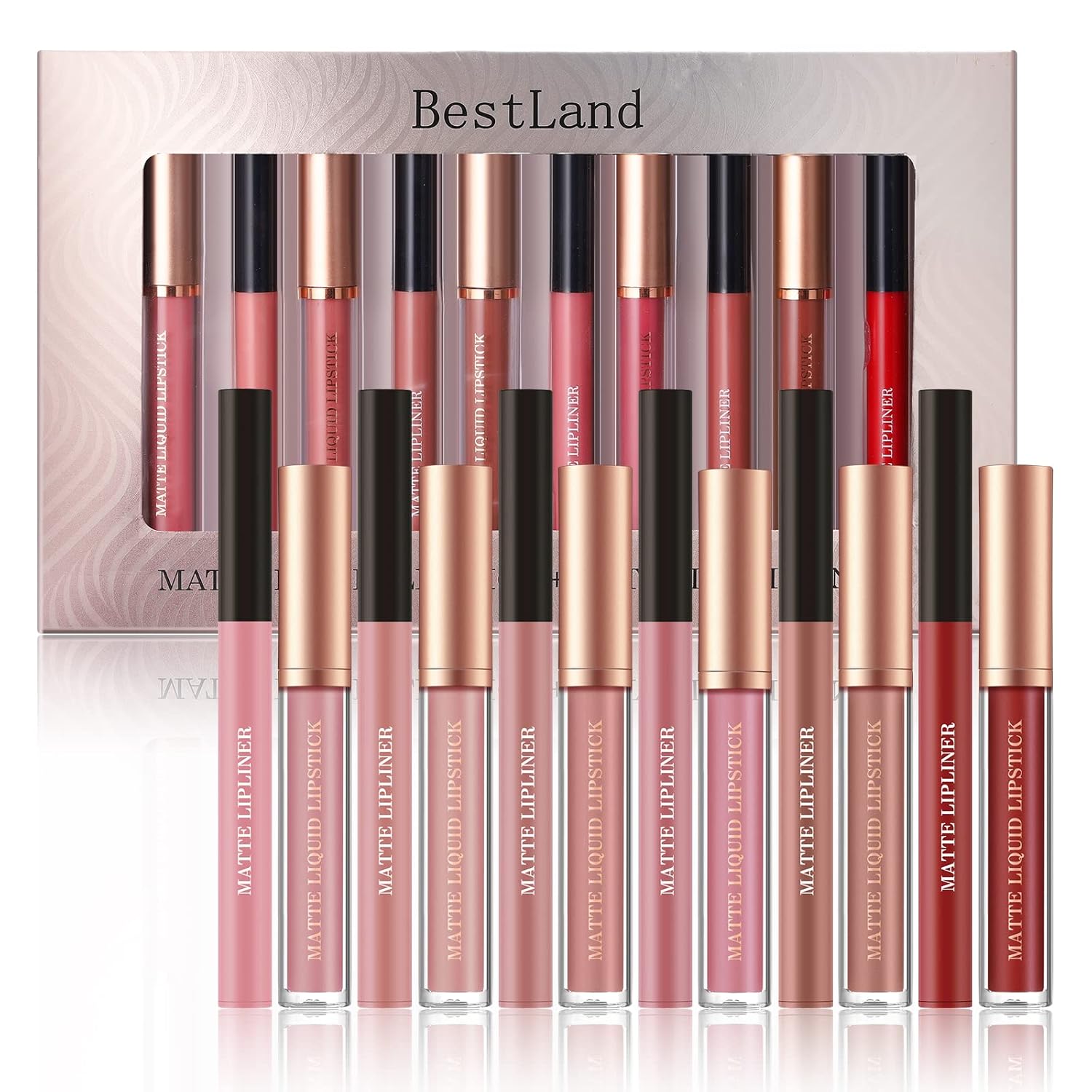 BestLand 12Pcs Matte Liquid Lipstick + Lip Liner Pens Set