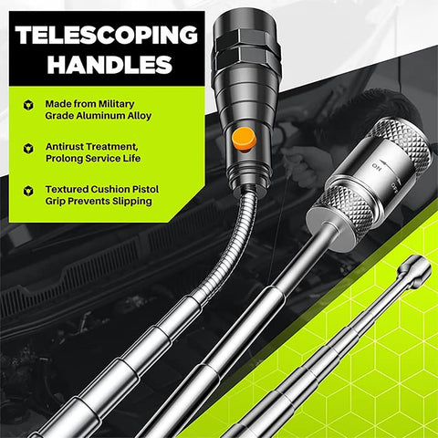 Telescoping Magnetic Pickup Tool Set-Extendable Magnet Flashlight with Inspection Mirror