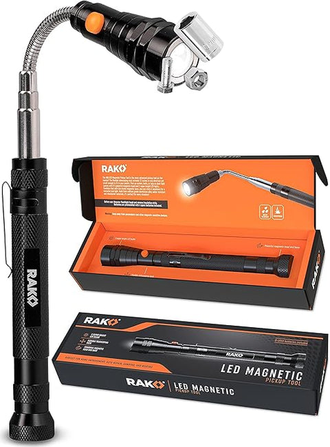 RAK Magnetic Pickup Tool | Telescoping Magnet with LED Flashlight